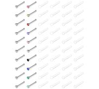 Mayhoop 60 Pezzi Piercing Naso Stud bioflex retainers Trasparente 20G Acrilico e Acciaio Inossidabile Naso Vite Corpo Piercing Gioielli Uomo Donna