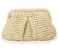 Mayhug Borsa in rafia, Pochette in paglia per donne, Borse a mano in crochet, Pochette Cloud Dumpling, Borsa a spalla in paglia intrecciata, Borsa da spiaggia estiva, bianco sporco