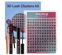 Mayhug Ciglia Finte Ciuffetti 3D Effetto Kit Extension Ciglia 144pcs Ciuffetti Ciglia Finte Per Principiante D Curl Extension Ciglia 8-18mm Kit Ciglia Extension con Bond e Seal Ciglia(Lumina)
