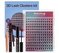 Mayhug Ciglia Finte Ciuffetti 3D Effetto Kit Extension Ciglia 144pcs Ciuffetti Ciglia Finte Per Principiante D Curl Extension Ciglia 8-18mm Kit Ciglia Extension con Bond e Seal Ciglia(Solstice)