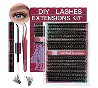 Mayhug Extension Ciglia Kit 80D Naturale Ciglia Finte 9-16mm Ciglia Finte Ciuffetti 320Pcs Extension Ciglia D Curl Morbido Ciuffetti Ciglia Finte (30D kit)