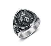 MayiaHey Anello vintage con testa di leone, anello celtico con testa di leone da uomo, anello punk con sigillo a forma di testa di leone, amuleto di leone rock, anello di leone norvegese vichingo hip