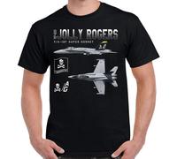 MAYIJIA VF-103 Jolly Rogers Squadron F/A-18 Super Hornet Fighter Men's Black T-Shirt Unisex Cotton Tee XXL