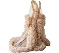 MAYILNSIN Abito da donna sexy illusione lungo lingerie gonfio tulle abito da notte accappatoio puro per maternità servizio fotografico, Nude, M