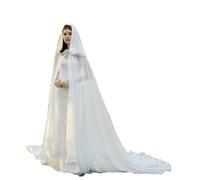MAYILNSIN Mantello da sposa in chiffon bianco lungo scialle da sposa con cappuccio mantello con treno per damigelle d'onore festa leggero