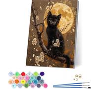 MAYINGOU Dipingere con i Numeri Adulti con Telaio Gatto, Dipingere con i Numeri Adulti Fiore, DIY Paint by Numbers con 3 Pennelli e Vernice Acrilica, per Decorazioni Casa, Regalo Donna 30x40cm N-7359