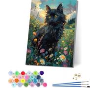 MAYINGOU Dipingere con i Numeri Adulti con Telaio Gatto, Dipingere con i Numeri Adulti Fiore, DIY Paint by Numbers con 3 Pennelli e Vernice Acrilica, per Decorazioni Casa, Regalo Donna 40x50cm 7-6632