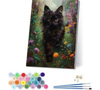 MAYINGOU Dipingere con i Numeri Adulti con Telaio Gatto, Dipingere con i Numeri Adulti Fiore, DIY Paint by Numbers con 3 Pennelli e Vernice Acrilica, per Decorazioni Casa, Regalo Donna 40x50cm A-6195