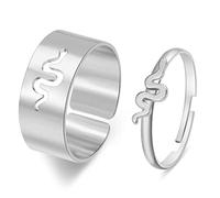 MAYIYAHO Anelli di Serpente di Colore Argento alla Moda per Donne Uomini Amanti Coppia Anelli Set Amicizia Fidanzamento Matrimonio Anello Aperto Gioielli Punk