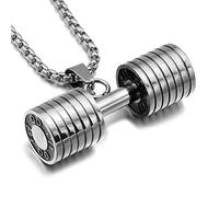 MAYIYAHO Collana manubri Titanio Acciaio Fitness Sollevamento Pesi bilanciere Manubrio Ciondolo Collana Bodybuilding Gioielli Oro Argento Nero