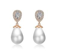 MAYIYAHO Delicate Perle d'imitazione dell'Acqua Color Argento Moda Orecchini Pendenti per Donne Gioielli da Sposa Eleganti con Orecchini Lucidi