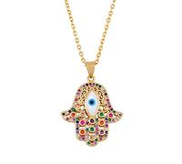 MAYIYAHO Hamsa Mano di Fatima Ciondolo Catena Color Oro Rame Zirconia Palma Collana Turco Malocchio Gioielli per Le Donne