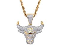 MAYIYAHO Hip Hop Ice out Zircone Animale Bull Head Pendente Collana per Uomo Creative Punk Rock Party Jewelry Gift