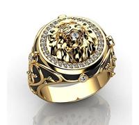 MAYIYAHO Maschio Nero Pietra Leone Testa Punk Anelli per Le Donne Uomini Animali Gioielli retrò Moda Giallo Oro Giallo Colore Hip Hop Fidanzamento Anello Regali