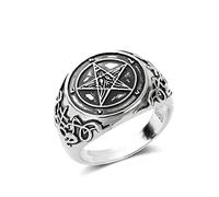MAYIYAHO Pentagramma Occulto Sigillo di Baphomet Anello Gotico della Strega Chiesa di Satana Croce Anelli Gioielli satanici Lucifero