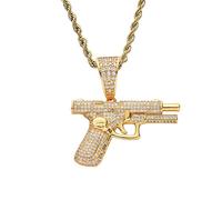 MAYIYAHO Piccolo Strass Pistola Pistola Ciondolo Collana Alta qualità Lusso zircone cubico Uomini Bling Punk Gioielli Oro Argento Corda Catena