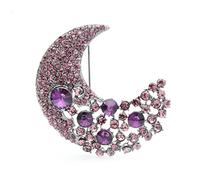 MAYIYAHO Spille a Forma di Luna di Cristallo Bianco Viola Donna Uomo Crescent Matrimoni Banchetti Spilla Spille Regali
