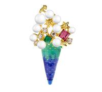 MAYIYAHO Spille con Spilla Gelato con Strass e Perle per Donna Design Estivo Gioielli alla Moda Accessori smaltati Colorati