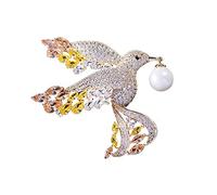 MAYIYAHO Spille Uccello Perla Cristallo Metallo Spilla Argento Antico Animale Corsages Abbigliamento Accessori Moda Donne Uomini Spilla Spilla Pin