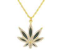 MAYIYAHO Strass Weed Pendente Collana Uomini Maple Leaf Canapa Collane Punk Hiphop Gold Color Chains for Boys Maschio Steampunk Jewelry