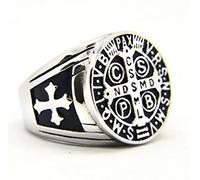 MAYIYAHO Ultimo Anello di esorcismo Cristiano della Chiesa cattolica Nursia San Benedetto Taglia Gioielli da Uomo 7-14