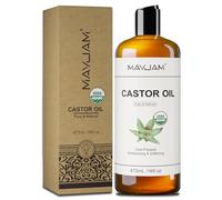 MAYJAM Olio di ricino Bio 473ML, USDA Organic 100% puro olio per capelli per la crescita dei capelli, olio di ricino spremuto a freddo per ciglia, sopracciglia, olio vettore per la cura della pelle