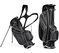 Mayjooy - Borsa da golf con supporto, portatile, con doppie cinghie ergonomiche e divisore superiore a 6 vie, leggera tasca organizer con anello per ombrello, ideale per uomini e donne (nero)