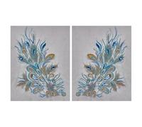 MAYJOYDIY 1 paio di Applique Ricamate con Piume di Pavone, Toppe Da Cucito con Coda di Piuma Blu, per Accessori di Abbigliamento, Abito Da Sposa Cheongsam, Fai Da Te (69.5×47.5cm)