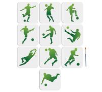 MAYJOYDIY 10 pezzi di sagome per disegnare calciatori 15x15 cm Sagome decorative di calciatori per attività sportive con pennello da pittura Sagome per pittura a tema calcio per legno, tela, carta