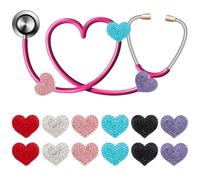 MAYJOYDIY 12 pz Ciondolo A Forma di Cuore per Stetoscopio Accessorio con Strass A Forma di Cuore Decorazione per Stetoscopio con Chiusura In Metallo Regalo per Infermieri Dottori
