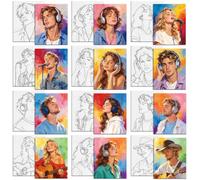 MAYJOYDIY 12 tele predisegnate con musica, uomo e donna, per dipingere e cantare, con microfono, 20 x 25 cm, per suonare la chitarra, fai da te, per principianti, regalo per feste