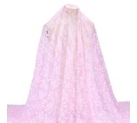 MAYJOYDIY 2.7 m Tessuto A Rete con Fiori Rosa Da 1.7mTessuto A Rete Trasparente In Poliestere con Motivo Floreale Da per Cucire Indumenti per Accessori per Abiti Da Sposa Romantici Veli Decorazioni