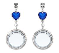 MAYJOYDIY 2 ciondoli per bouquet da sposa, con ciondolo a forma di cuore blu, con strass, 73 mm, per la creazione di gioielli