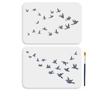 MAYJOYDIY 2 stencil da parete in formato A4, 29,7 x 21 cm, per murmuratura e migrazione, riutilizzabile, per pittura e decorazione della casa, fai da te