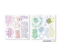 MAYJOYDIY 2 stencil riutilizzabili con texture graffiti, stencil per pittura, 30 x 30 cm, modello di disegno a pois con pennello per pareti, mobili, tela, decorazione domestica