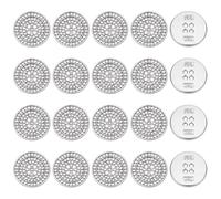 MAYJOYDIY 20 bottoni rotondi e piatti con strass, 15 mm, 4 fori, color platino, strass con retro piatto, bottoni per la realizzazione di camicie, borse, jeans, gioielli fai da te