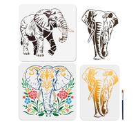 MAYJOYDIY 3 stencil per Elefante Africano, Stencil per Pittura A Forma di Mandala, 30×30/29.7×21cm, Riutilizzabile Modello di Animali Selvatici con Pennello, per Finestre Pareti Casa Decorazioni
