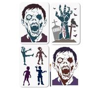 MAYJOYDIY 3 stencil riutilizzabili per tombe, motivo zombi horror, con pipistrello, corvo, per dipingere, 21 x 29,7 cm, modelli da disegno con pennello, per pareti, pavimenti, legno, carta