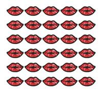 MAYJOYDIY 30 pz. Toppe Ricamate con Bacio Rosso Sulle Labbra, Toppa Adesiva Da Cucire/Stirare con Bocca Carina Da 38x67mm, per Vestiti Pantaloni Eleganti Cappelli Jeans Accessorio