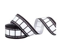 MAYJOYDIY 4,6 m, nastro per pellicola, 22 mm, colore nero, bianco, materiale decorativo, accessorio per feste, teatro, cinema, decorazione da tavolo, fai da te, imballaggio, fai da te