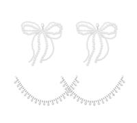 MAYJOYDIY 4 pz Ciondoli Decorativi per Scarpe con Fiocco di Perle Accessori per Catene per Scarpe Catena con Perline e Fibbia Scintillante Fai Da Te per Donne Donne Ciondoli per Scarpe Casual Nozze