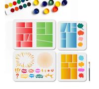 MAYJOYDIY 4 stencil a forma di manga a forma di fumetto, quadrati, onomatopeia, riutilizzabili, per dialogo, dialogo, disegno, stencil con pennello, per mobili in legno, pareti, tela, album fai da te