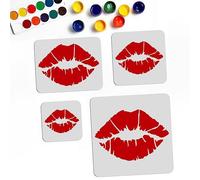 MAYJOYDIY 4 Stencil per Labbra, Bacio, Fai Da Te, 4 Misure Da 15 a 30,5 cm, Riutilizzabili in PET Con Labbra Rosse, per Album Regalo, Mobili Da Parete, Decorazione