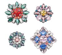 MAYJOYDIY 4 toppe floreali con strass di cristallo, 4 stili, rotonde, con strass, decorazioni rettangolari, da cucire, toppe floreali con diamanti per borse, cappelli, abbigliamento, accessori da