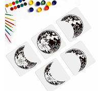 MAYJOYDIY 5 stencil con fasi lunari, 30 cm x 20 cm, stencil quadrati riutilizzabili a mezzaluna, stencil da parete fai da te per disegnare su pareti in legno, decorazioni per la casa, mobili,