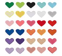 MAYJOYDIY 90 mini toppe termoadesive a forma di cuore, colorate, ricamate, per San Valentino, per lavori artigianali, maglioni, jeans, zaini, scarpe, decorazione fai da te