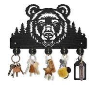 MAYJOYDIY Appendiabiti da parete a forma di orso, albero della foresta, in legno, portachiavi da parete, 30 x 20 cm, portachiavi decorativo con 5 ganci in lega, per regalo, corridoio, ingresso, cucina
