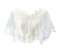 MAYJOYDIY Appliques da donna in pizzo scialli da sposa mantello da sposa coprispalle singolo strato puro matrimonio floreale pizzo mantello per cena matrimonio quotidiano viaggio festa, bianco, 92
