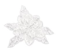 MAYJOYDIY Appliques in pizzo con fiori bianchi 3D con paillettes in vetro perline garza abbellimenti accessori artigianali scintillanti toppe a fiori in pizzo per abiti da sposa borsa fai da te cucito