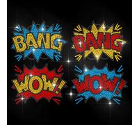 MAYJOYDIY Bang Wow - Adesivo termoadesivo termoadesivo a forma di anime, con scritta in lingua inglese "Fumetti graffiti", per riparazione di vestiti, magliette, cappelli, giacche, indumenti, borse